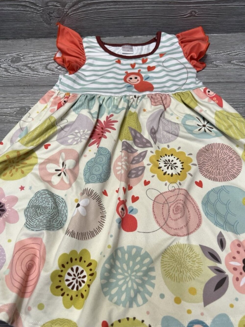 Penelope Plumm Girl’s Striped Floral Ladybug Print Boutique Dress Size 3